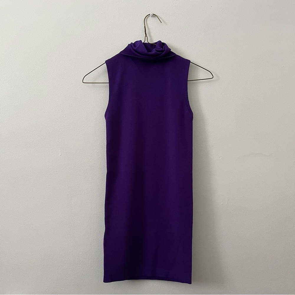 Prada Purple Wool Sleeveless Turtleneck Top